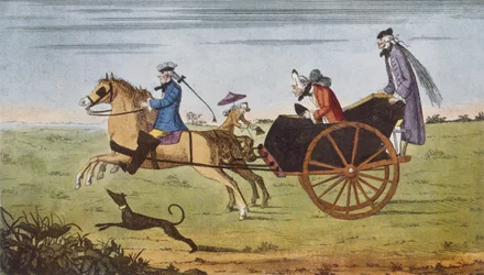 Passeggero in una carrozza trainata da cavalli, 