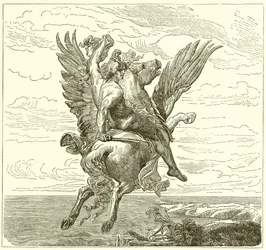 Perseo sul cavallo alato Pegaso, con la testa di Medusa