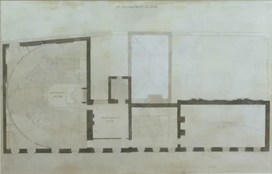 Piani del primo piano di 21 Albemarle Street dopo le prime modifiche alla casa dopo la sua acquisizione da parte della Royal Institution, c.1800