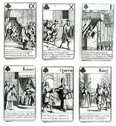 Carte da gioco che raffigurano gli eventi dell