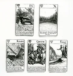 Carte da gioco che raffigurano gli eventi dell