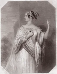 Porcia moglie di Bruto (La tragedia di Giulio Cesare) in - "Galleria delle donne di Shakespeare, collezione di quarantacinque ritratti seri dei primi artisti londinesi, arricchita di avvisi critici e letterari" circa 1838 - da "Galleria delle donne di Shak