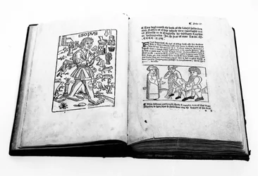 Ritratto di Esopo, da una traduzione illustrata delle favole di Esopo di William Caxton (c.1422-91) 1434