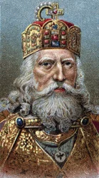 Ritratto di Carlo Magno (742-814), Re dei Franchi - Dalla serie Leaders of Men - Cromolitografia - Scuola Inglese, XX secolo