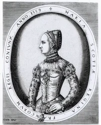 Ritratto di Maria Stuarda, regina di Scozia (1542-87), inciso da Hieronymus Cock (circa 1510-70), 1559