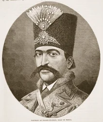 Ritratto di Nasser-ed-Deen, Scià di Persia, illustrazione da Cassells Illustrated History of England