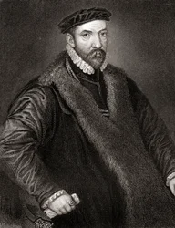 Ritratto di Sir Nicholas Bacon, da Lodges British Portraits, 1823