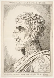Ritratto di un Duca Nobile, penso che questa testa possieda qualche talento per gli affari militari, pub. Thos McLean, 1829