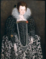 Ritratto di una donna, tradizionalmente identificata come Mary Clopton (nata Waldegrave) di Kentwell Hall, Suffolk, c.1600