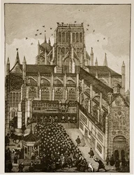 Predicazione davanti al Re e al Principe di Galles a Pauls Cross nel 1616, da un dipinto del XVII secolo