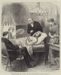 Il presidente Garfield ferito nella sua stanza alla Casa Bianca, Washington