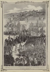 Processione del Duca di Sussex che entra nel cimitero di Kensal Green (incisione)