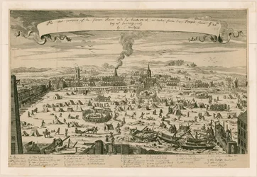 Veduta del Tamigi ghiacciato, presa dalle scale del Tempio il 20 gennaio 1715-16