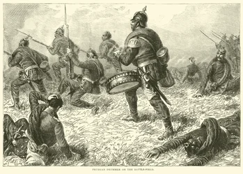 Tamburino prussiano sul campo di battaglia, settembre 1870