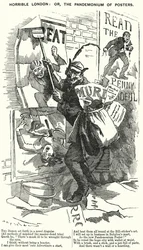 Cartone animato di Punch: Londra orribile: o, il Pandemonio dei manifesti - Londra al tempo degli omicidi di Jack lo Squartatore