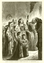 La regina Elisabetta Wydville che prende rifugio a Westminster, 1471