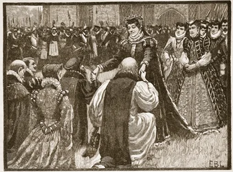 La regina Maria e i prigionieri di stato nella Torre, illustrazione da Cassells Illustrated History of England