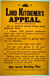 Poster di Reclutamento - Appello di Lord Kitchener, 1914-18
