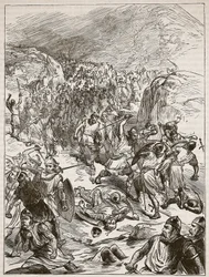 Respingimento degli inglesi a Corwen, illustrazione da Cassells Illustrated History of England