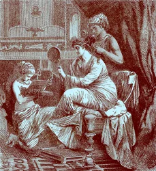 Signora romana alla sua toilette, illustrazione da The Illustrated History of the World, pubblicato c.1880
