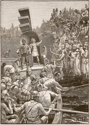 Soldati romani che lasciano la Britannia, illustrazione da Cassells Illustrated History of England