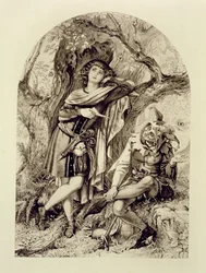 Rosalind e Touchstone, Atto III Scena 2, in Come vi piace, di William Shakespeare (1564-1616)