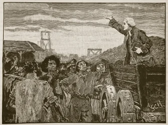 Rowland Hill predica ai minatori di Kingswood, illustrazione da Cassells Illustrated History of England