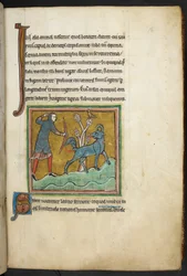 Un cacciatore che scocca una freccia a un animale