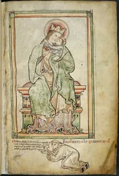 Royal 14 C. VII, f.6 Vergine e Bambino con artista, illustrazione da 