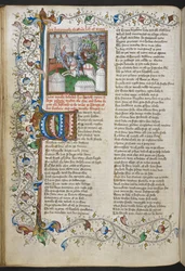 Miniatura di Ettore che uccide Patroclo, con un