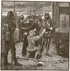 Rutland implora Clifford di risparmiargli la vita, illustrazione da Cassells Illustrated History of England