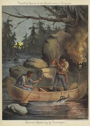 Pesca del salmone con la fiaccola