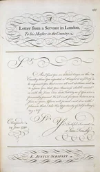 Lettera campione da un libro modello di lettere, c.1740