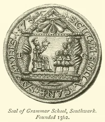 Sigillo della scuola di grammatica, Southwark, fondata nel 1562