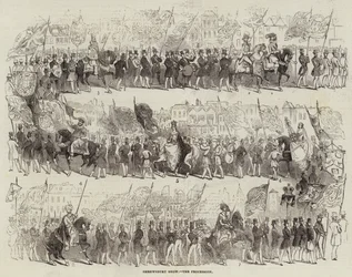 Mostra di Shrewsbury, la processione (incisione)