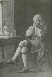 Sir Isaac Newton siede sognando