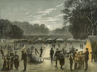 Pattinaggio a Hyde Park, Londra, c.1850