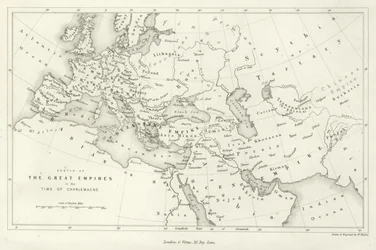 Schizzo dei grandi imperi al tempo di Carlo Magno