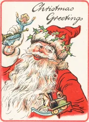 Babbo Natale sorridente con giocattoli