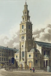 Chiesa di St. Clement Danes, pub. da Rudolph Ackermann, 1816