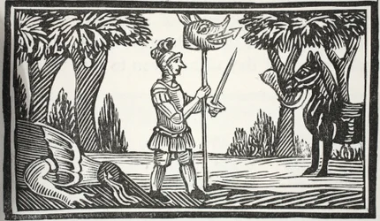 San Giorgio con la testa del drago, illustrazione da Chap-books del XVIII secolo di John Ashton, pub. 1882