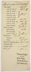 Foglio di conteggio dei broker di borsa, 1766