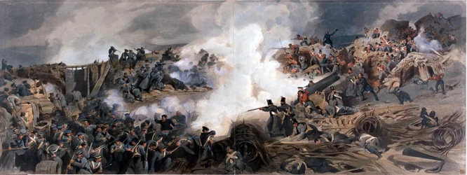Assalto al Grande Redan, Sebastopoli, 1855, da The Officers Portfolio of the Striking Reminiscences of the War from Drawings, Photographs and Notes, taken on the spot, made into Complete Pictures