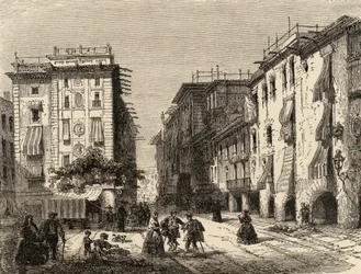 Strada a Barcellona, illustrazione da 