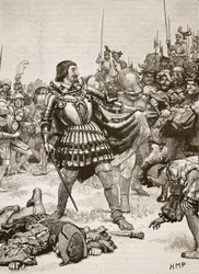 Resa di Francesco sul campo di battaglia di Pavia, illustrazione da Cassells Illustrated History of England