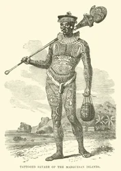 Selvaggio tatuato delle Isole Marquesas