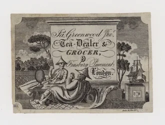 Commerciante di tè e droghiere, James Greenwood, biglietto da visita