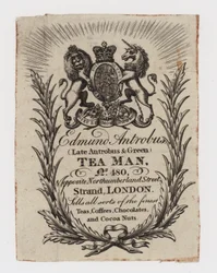 Commerciante di tè, Edmund Antrobus, biglietto da visita