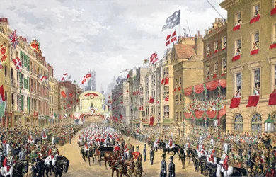 Temple Bar, 7 marzo 1863, da A Memorial of the Marriage of Edward VII and Alexandra of Denmark, pub. 1864