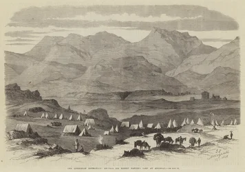 La Spedizione Abissina, il Campo del Generale Sir Robert Napier ad Adigerat (incisione)